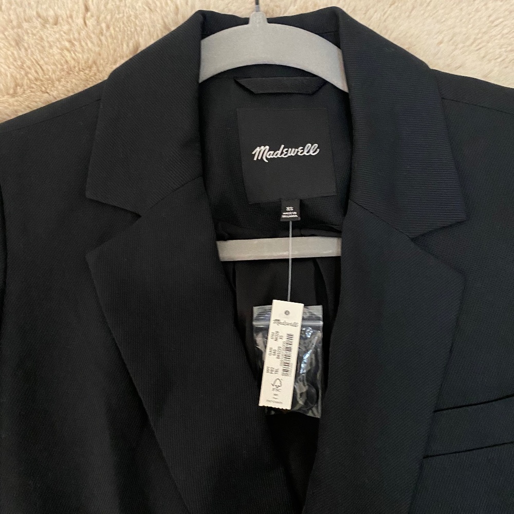 NWT - Madewell Drapeweave Caldwell Double-Breasted Blazer - Black - Size XS - Picture 4 of 5